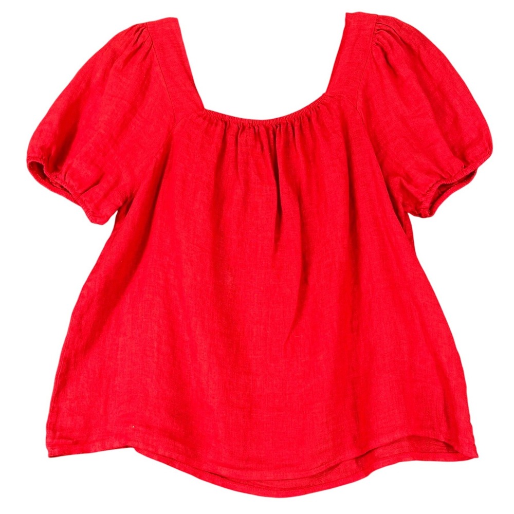 Bellambia Womens Linen Blouse Puff Sleeve Made In Italy Lightweight Breathable M